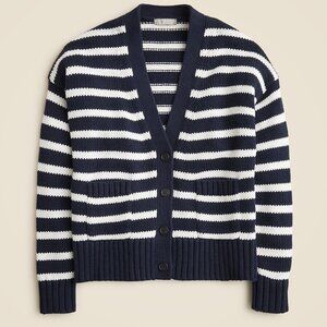 NWT J. Crew Navy and White Striped Cardigan
